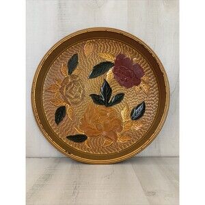 Hard Plastic Floral Serving Tray Good Condition Unbranded